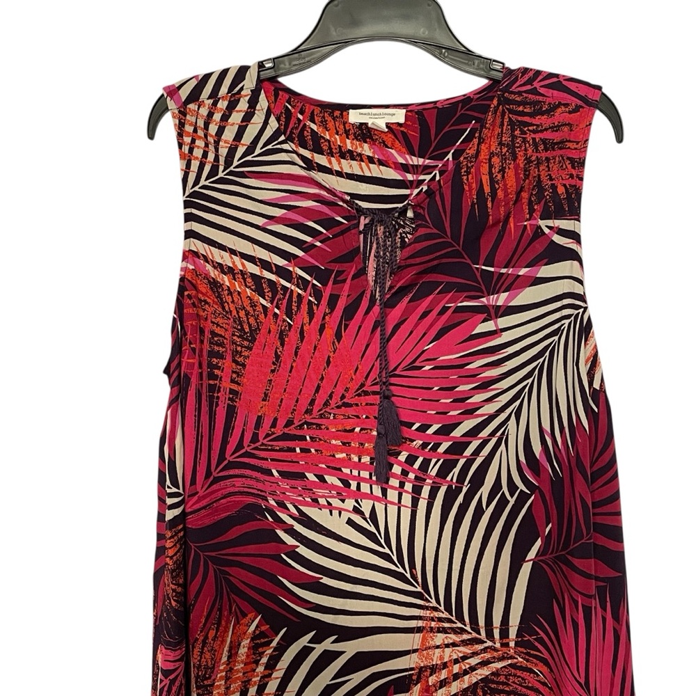 beach lunch lounge Palm Leaf Sun Dress Midi Women 1X Beachy Summer Flowy Orange - Picture 3 of 9